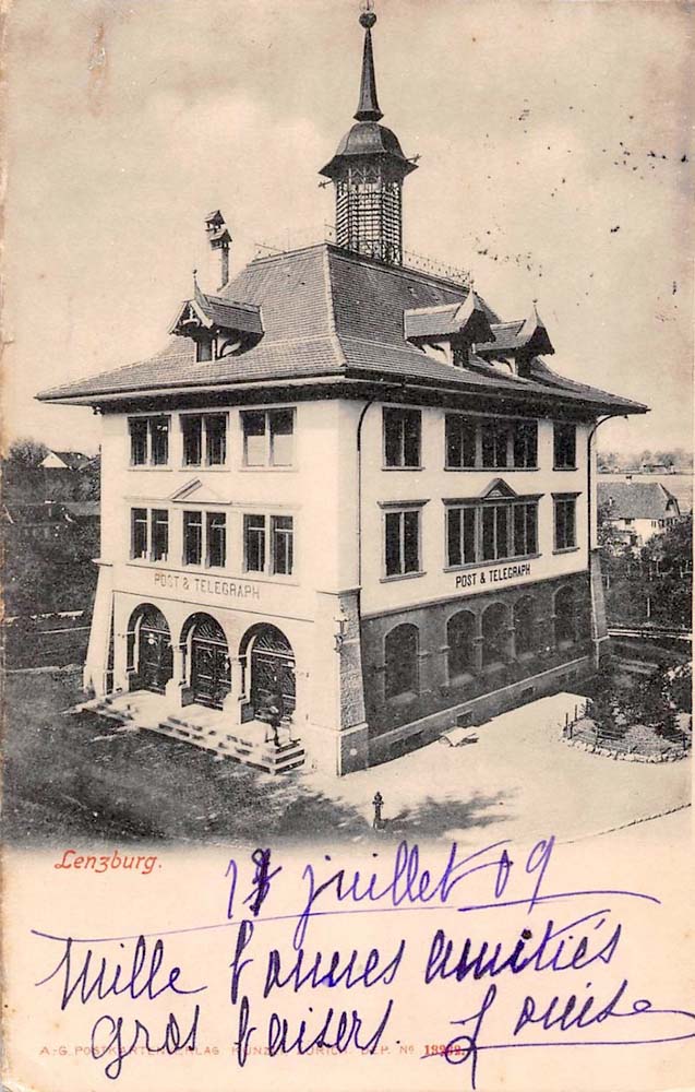 Lenzburg. Post und Telegraph, 1908