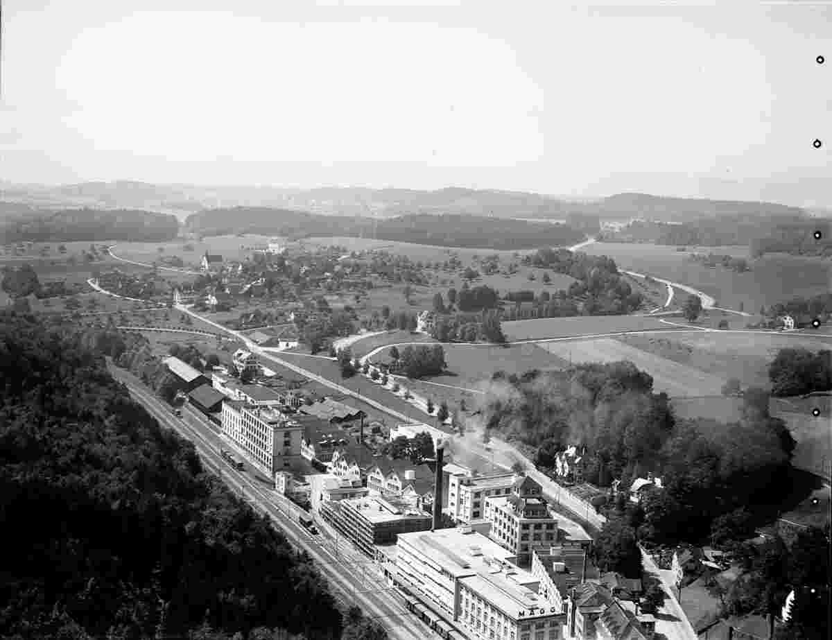 Lindau. Blick auf Kemptthal, Maggi Fabrik, Lebensmittelproduzent, 1934