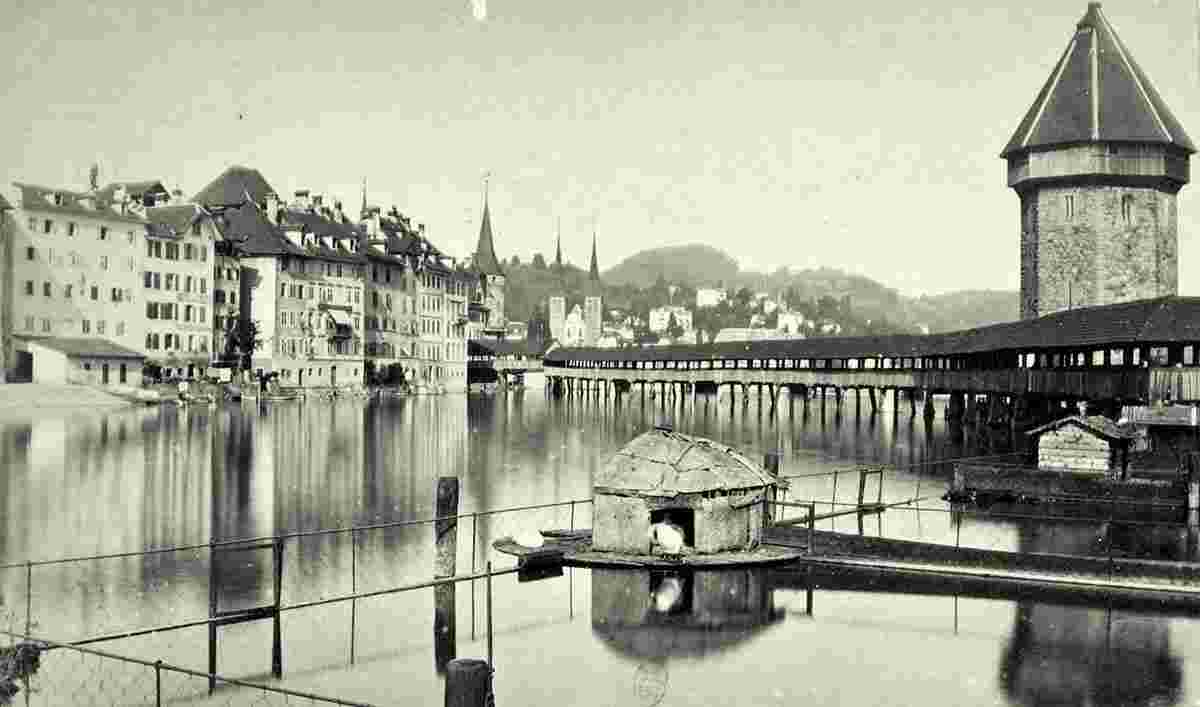 Luzern. Kapellbrücke und Wasserturm, 1880