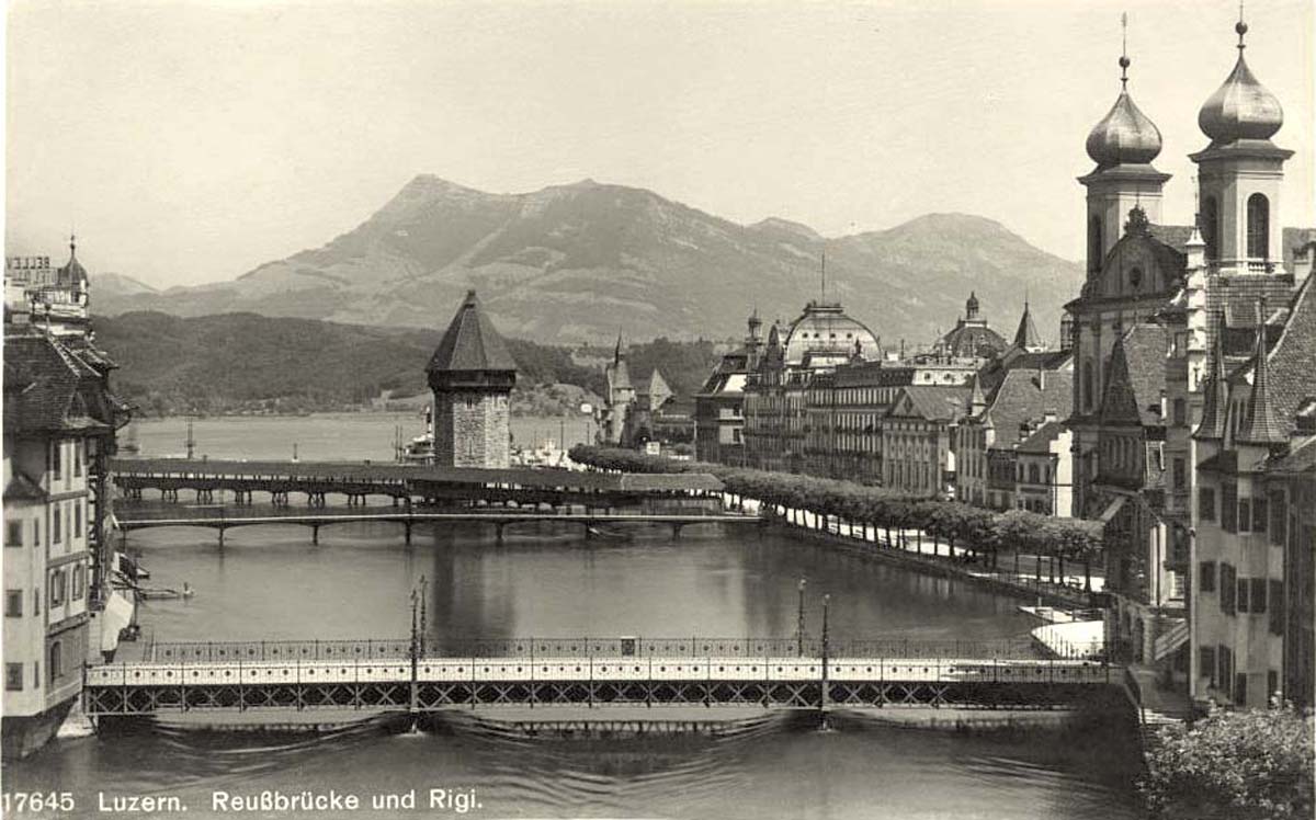 Luzern. Reussbrücke und Rigi