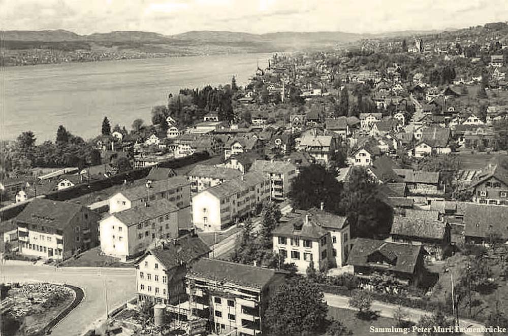 Männedorf. Panorama der Stadt, um 1960