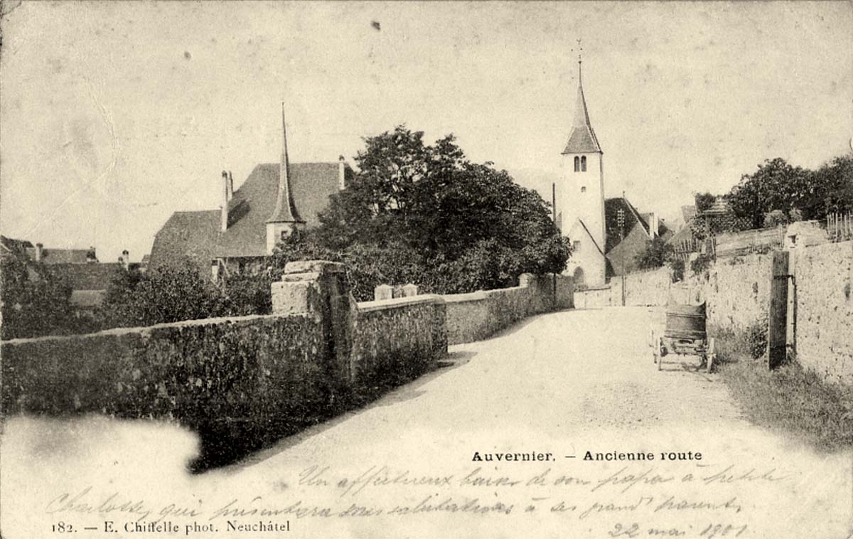 Milvignes. Auvernier - Ancienne route, 1901