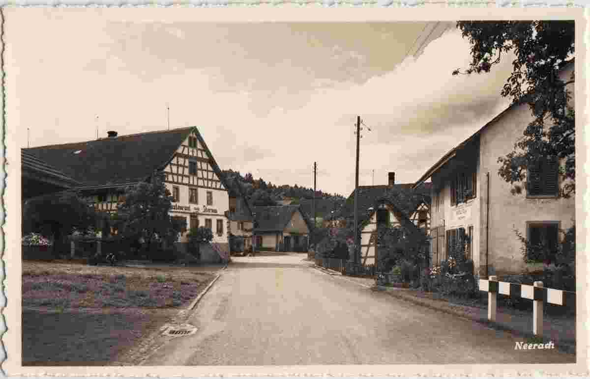 Neerach. Blick auf Dorfstraße, Restaurant 'Zum Sternen', um 1970