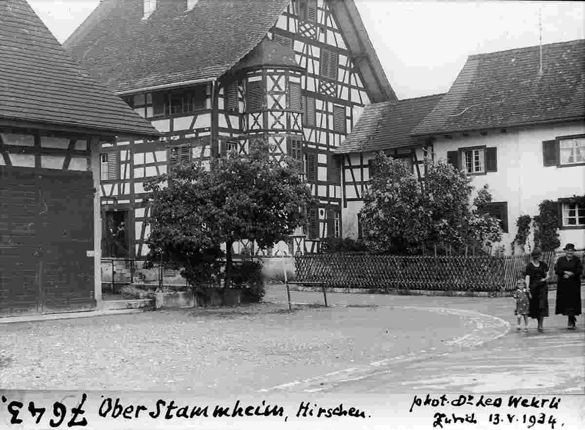 Oberstammheim. Blick auf straße und Gasthof 'Hirschen', 1934