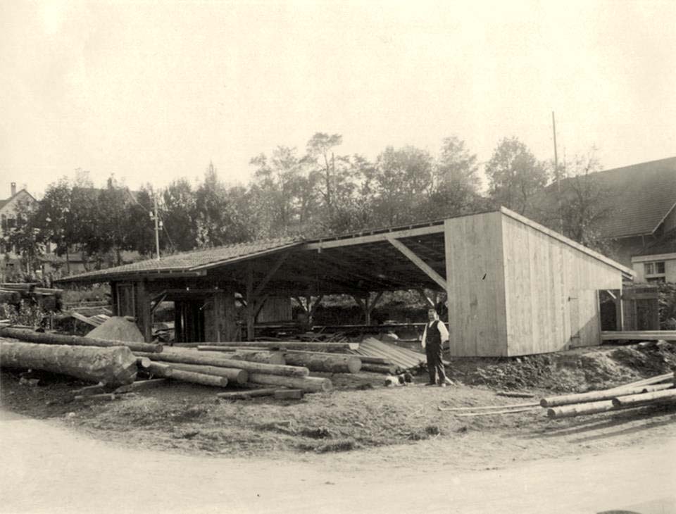 Oberwil. Sägerei und Zimmerei von August Günther im Jahre 1922