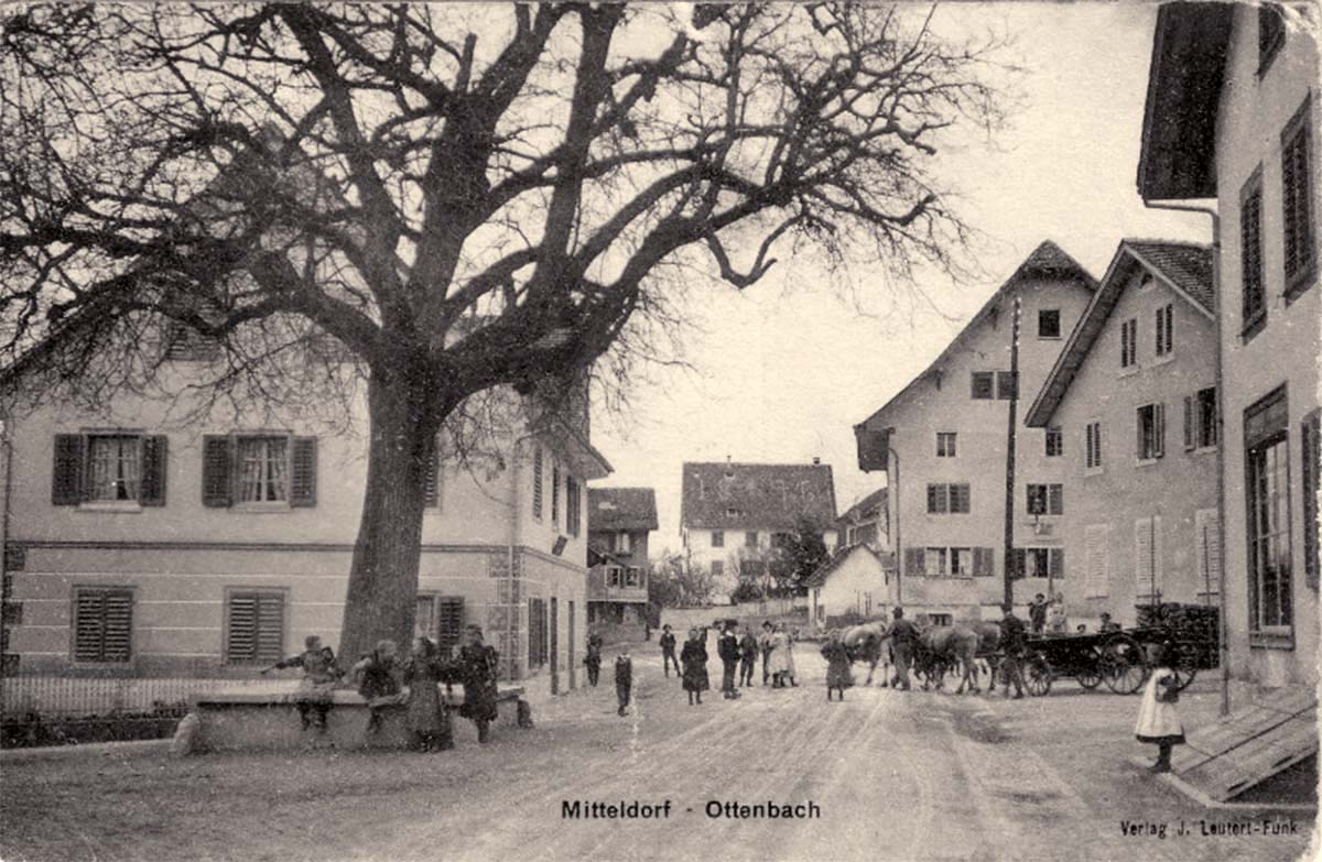 Ottenbach ZH. Mitteldorf - Dorfplatz um 1905