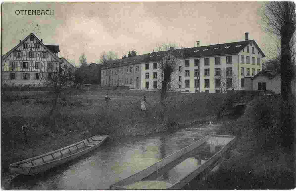 Ottenbach. Seidenweberei, um 1900