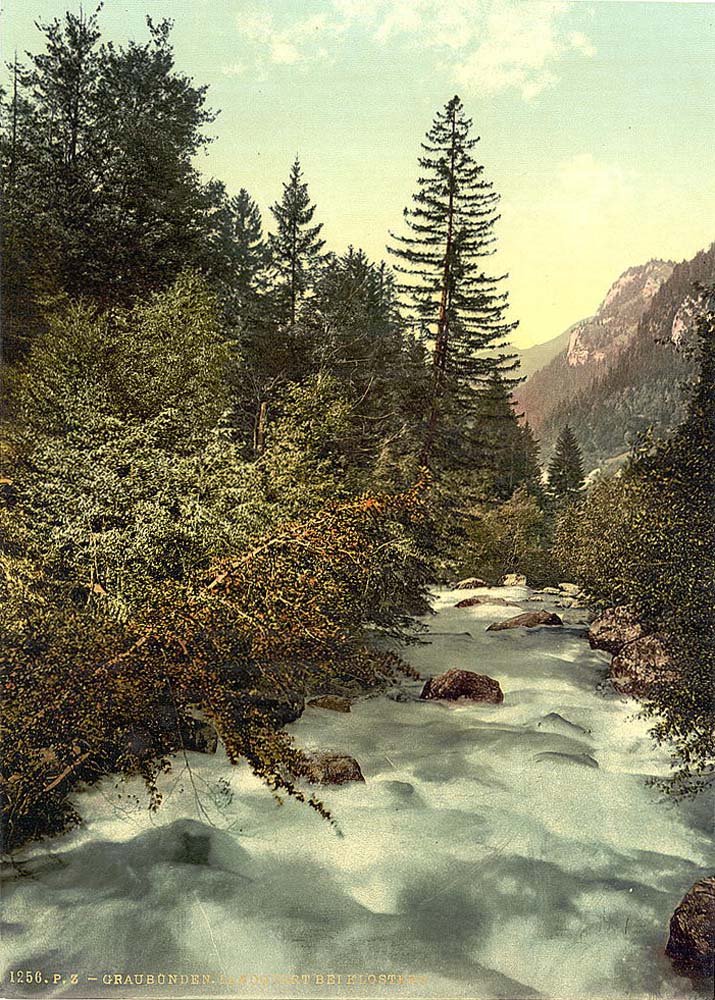 Grisons (Graubünden). Klosters, gorges of the Landquart, circa 1890