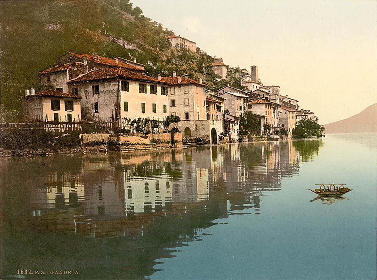 Tessin (Ticino). The village Gandria, with 2004 - quarter of the city of Lugano, circa 1890