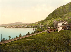 Vaud. Montreux, the line of funicular railway from Territet to Glion, circa 1890