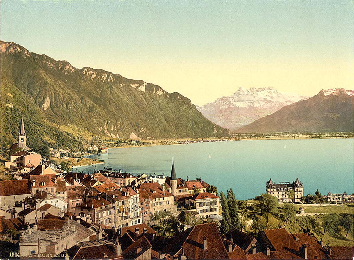 Vaud (Waadt). Montreux, general view, Geneva Lake, circa 1890