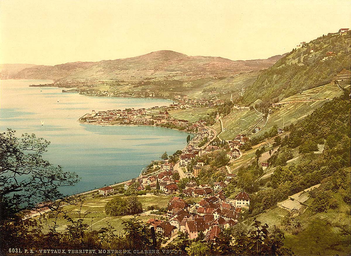 Vaud (Waadt). Montreux, Veytaux, Territet, Vevey, general view, Geneva Lake, circa 1890