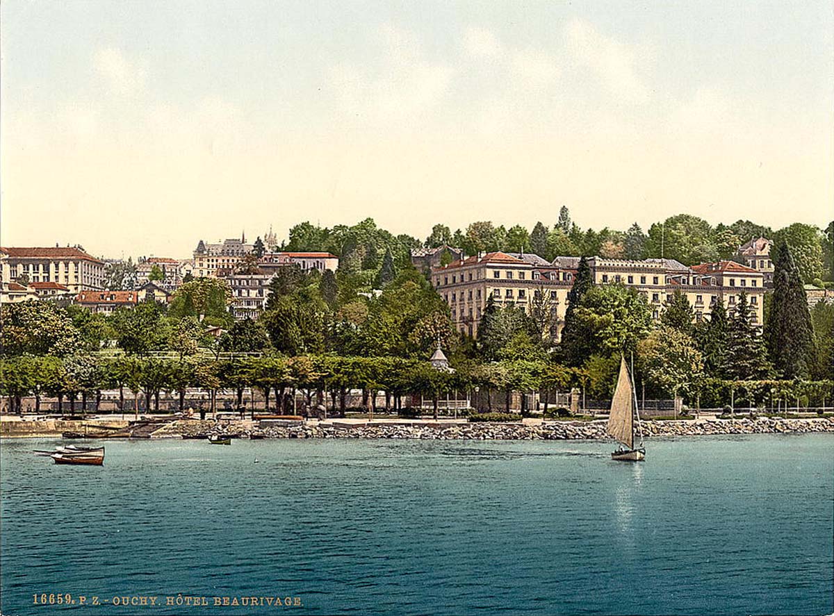 Vaud (Waadt). Ouchy, Hotel Beaurivage, Geneva Lake, circa 1890