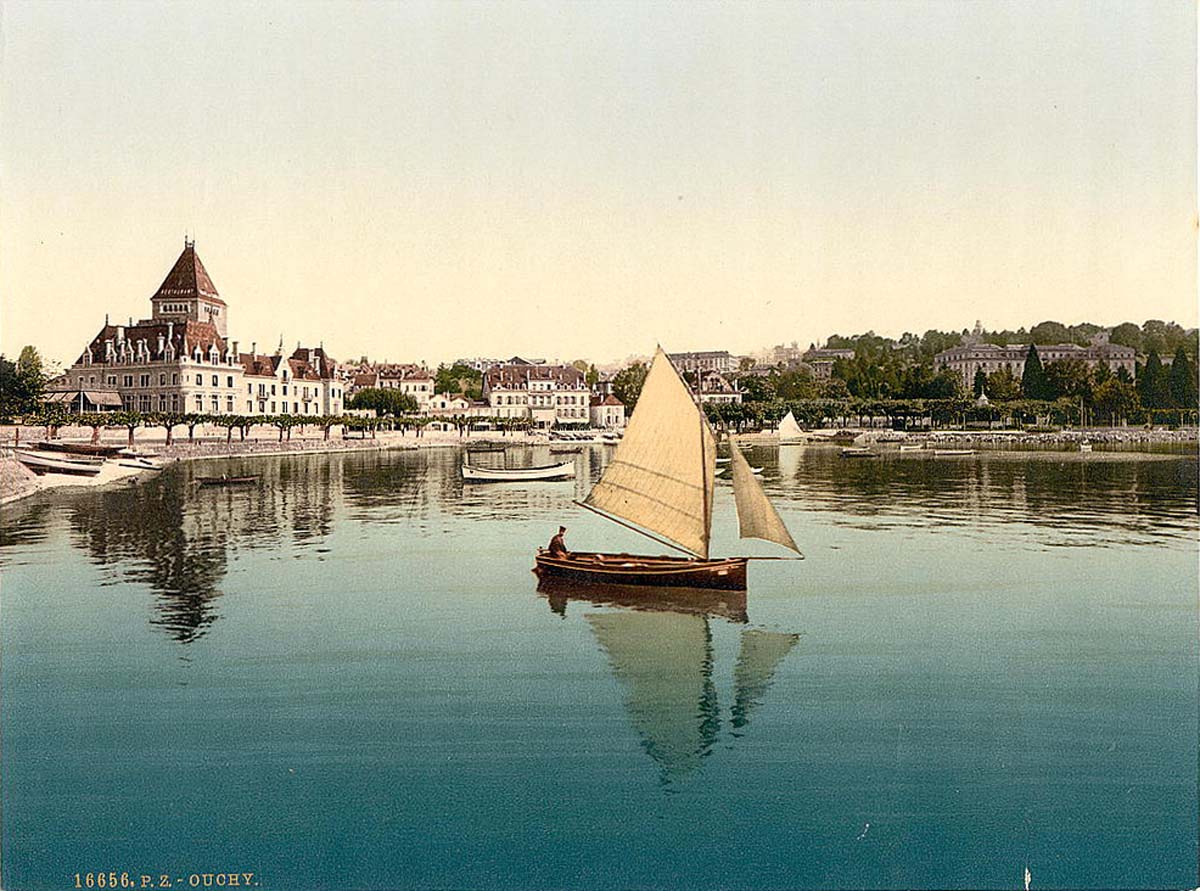 Vaud (Waadt). Ouchy, from the Lake, Geneva Lake, circa 1890