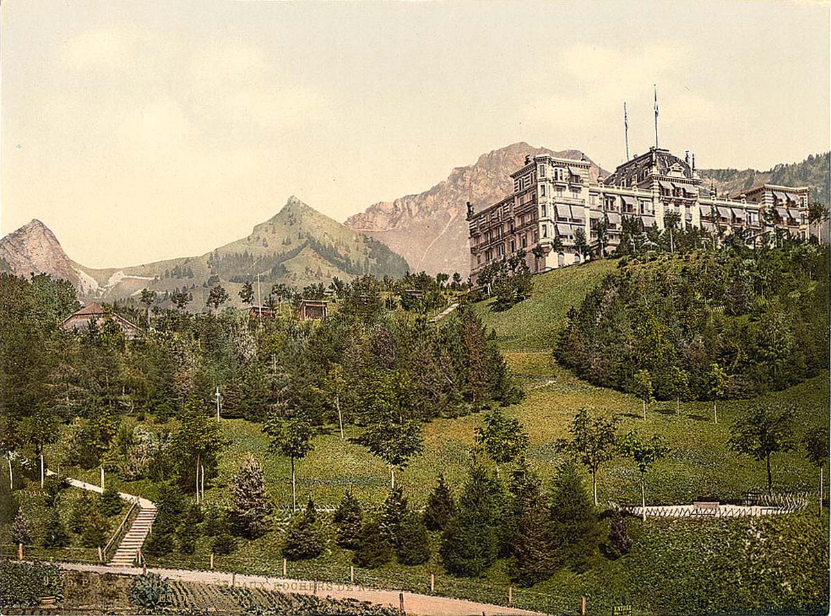 Vaud (Waadt). Rochers de Naye, Dent de Jaman and Hotel de Caux, Geneva Lake, circa 1890