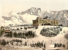 Vaud. Rochers de Naye and Hotel de Caux in winter, Geneva Lake, circa 1890