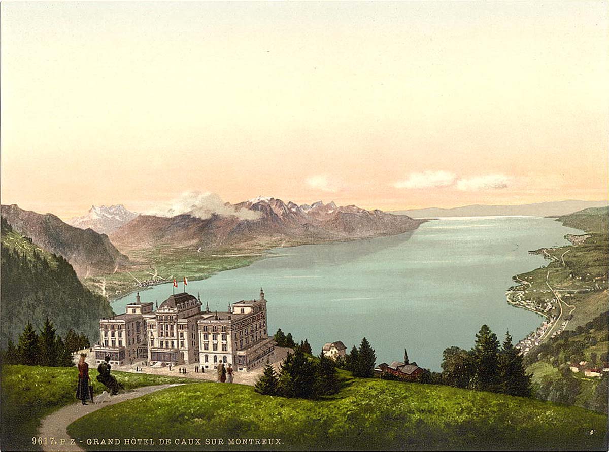 Vaud (Waadt). Rochers de Naye and Hotel de Caux, Geneva Lake, circa 1890