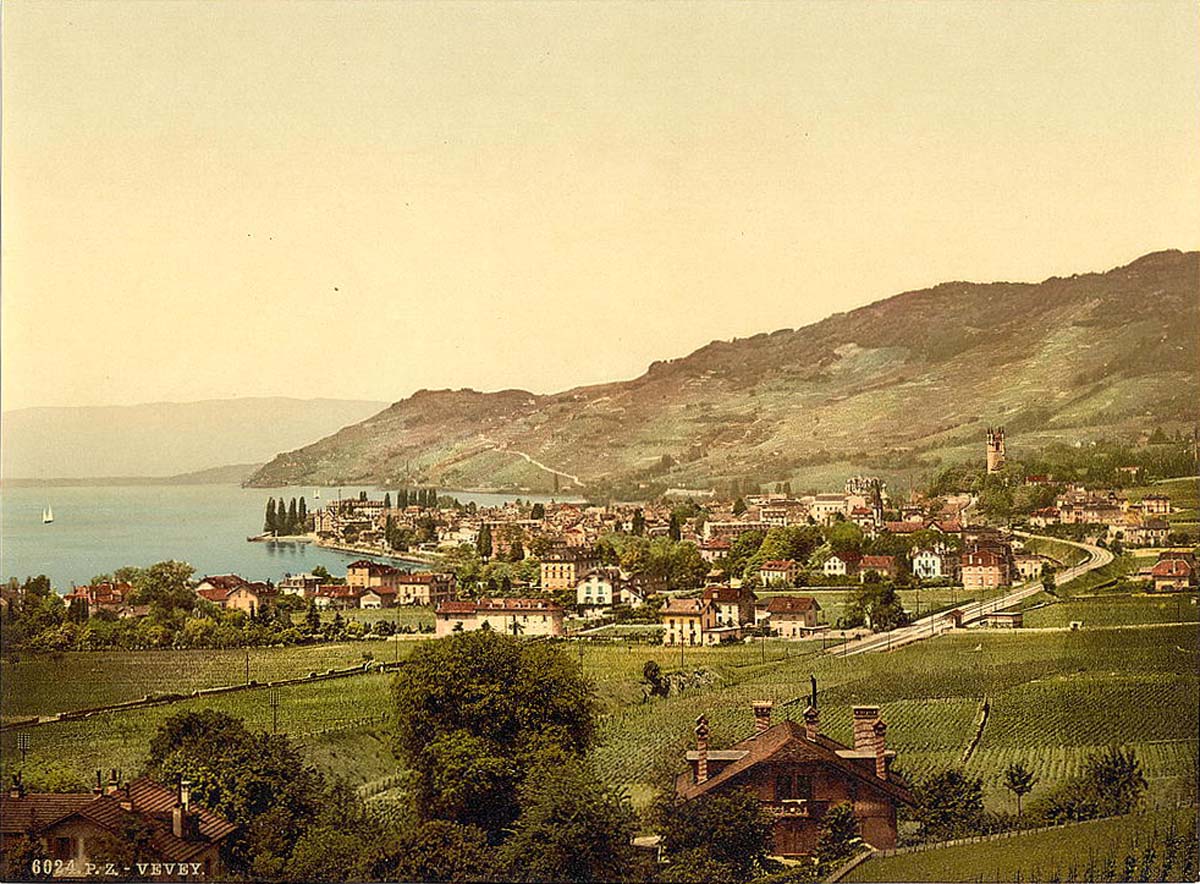 Vaud (Waadt). Vevey, general view, Geneva Lake, circa 1890