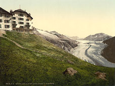 Valais. Aletsch, glacier and Belalp Hotel, circa 1890