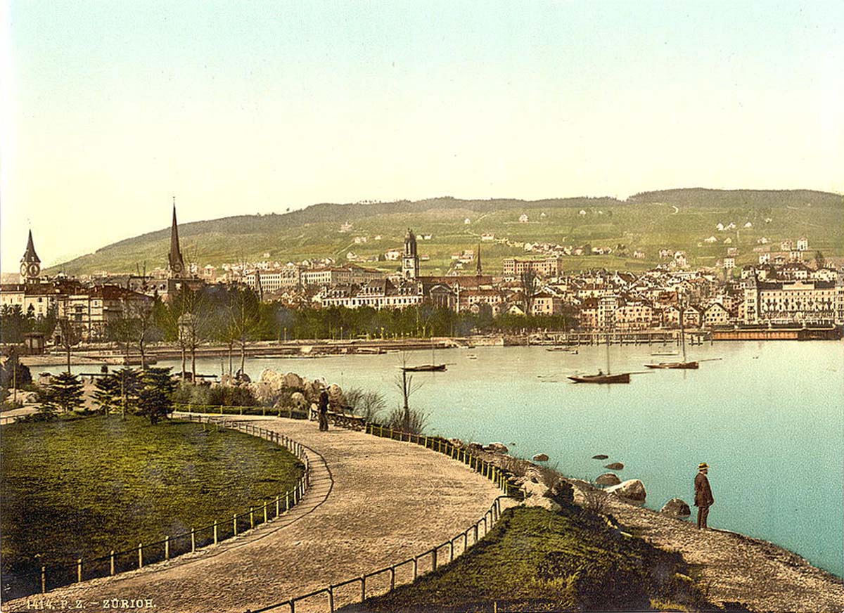 Zurich with Alpenquay and Zurichberg, circa 1890
