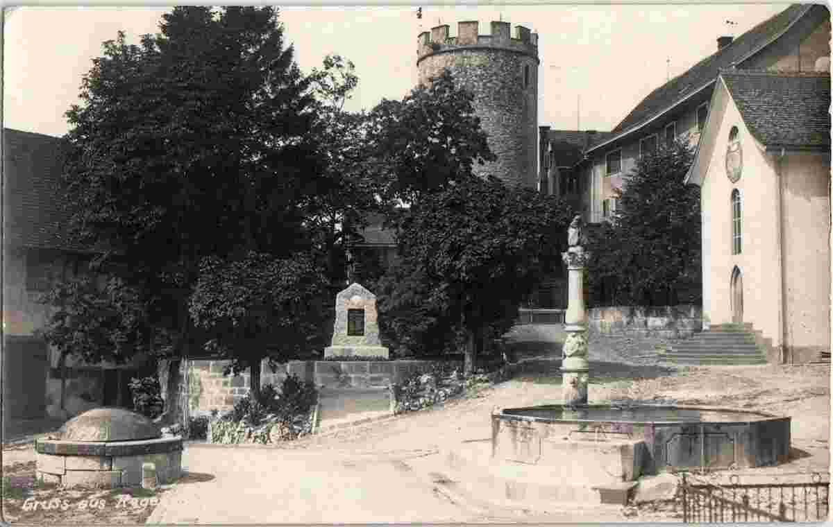 Regensberg. Brunnen und Schlossturm, 1924