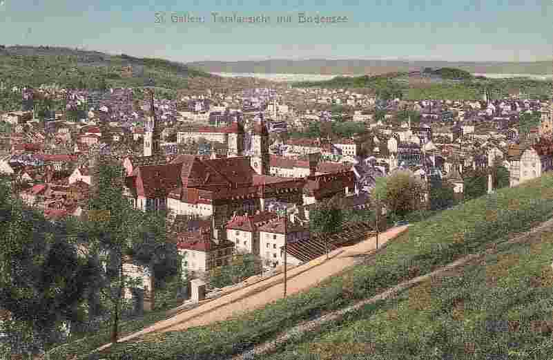 St. Gallen. Panorama der Stadt mit Bodensee, 1910