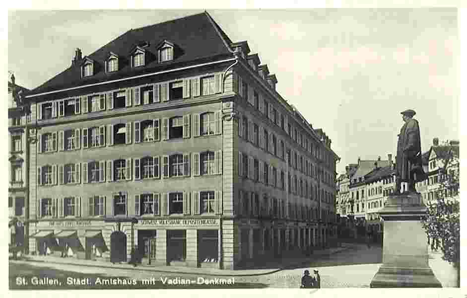 St. Gallen. Städtische Amtshaus mit Volksbank, Depositenkasse