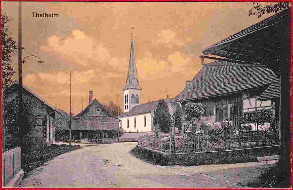 Thalheim an der Thur. Blick auf Dorfstraße und Kirche