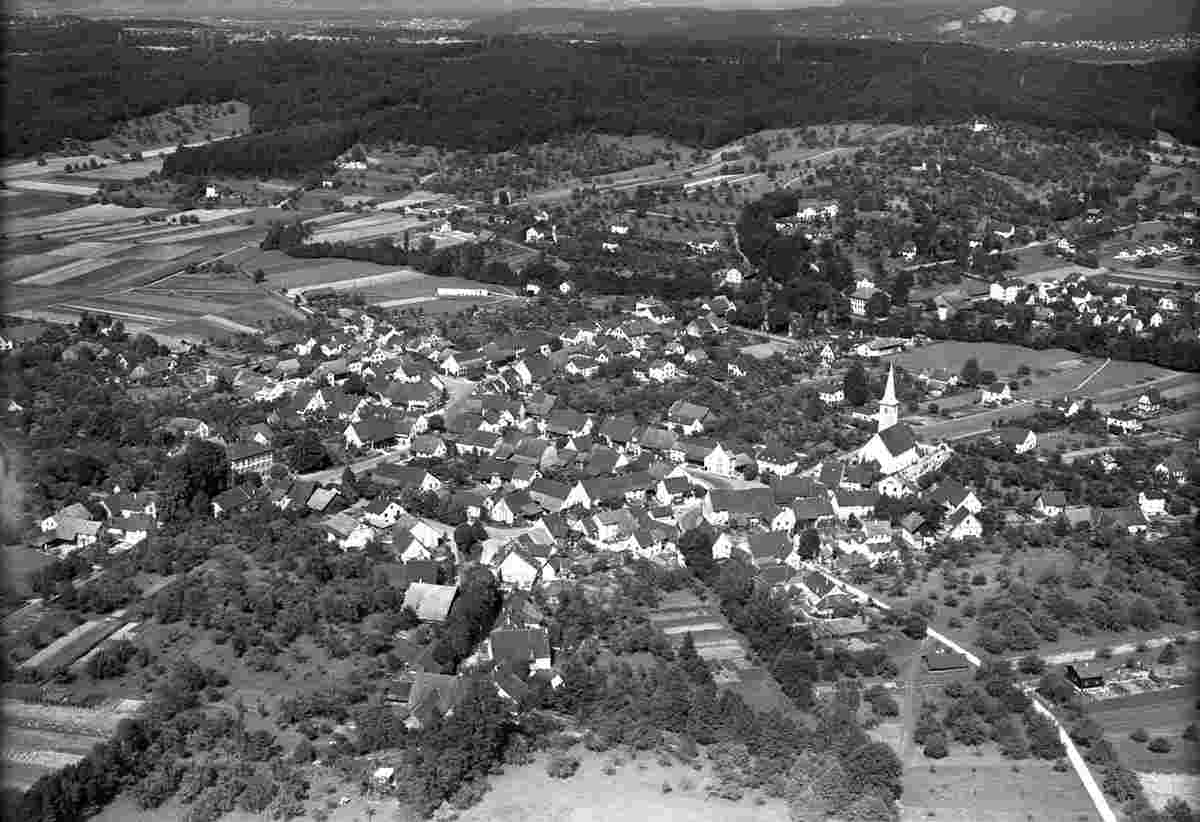 Therwil. Blick auf Therwil, 1950