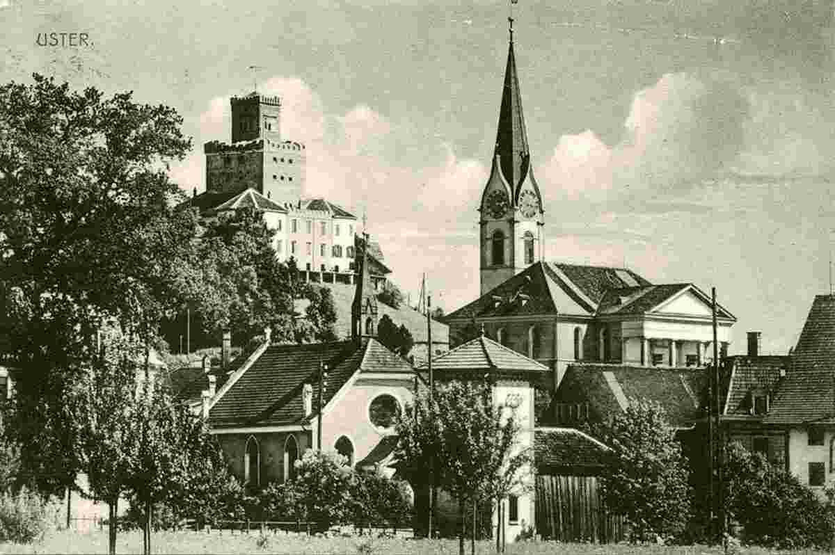 Uster. Schloß und Kirche, 1915
