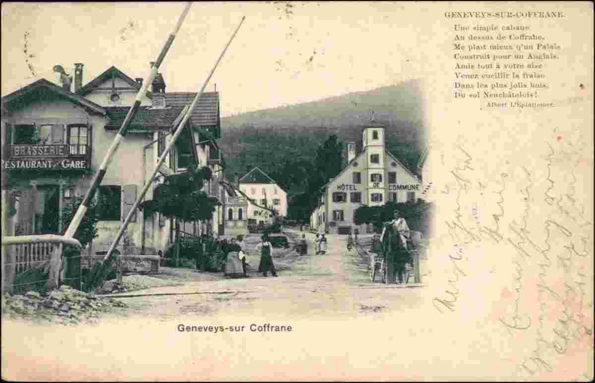 Val-de-Ruz. Les Geneveys-sur-Coffrane - Rue du village et Hôtel des Communes