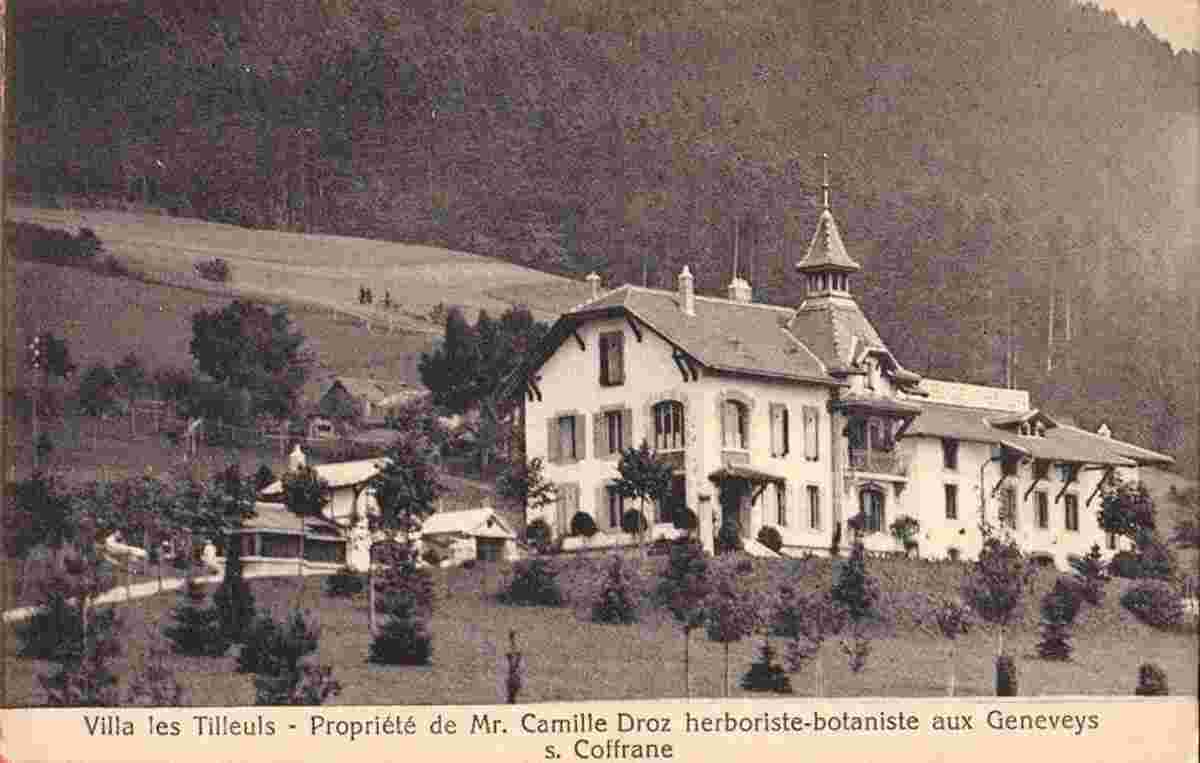 Val-de-Ruz. Les Geneveys-sur-Coffrane - Villa les Tilleuls, Propriété de M. Camille Droz, botaniste, 1921