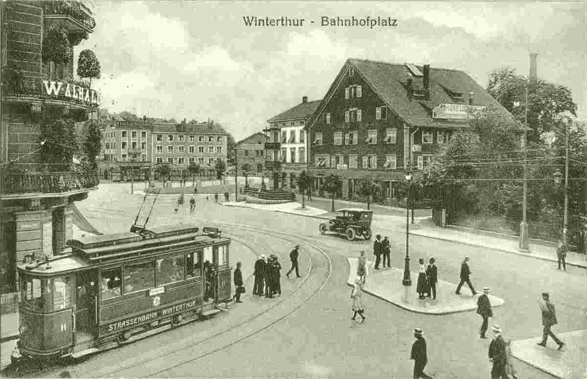 Winterthur. Bahnhofplatz mit Strassenbahn