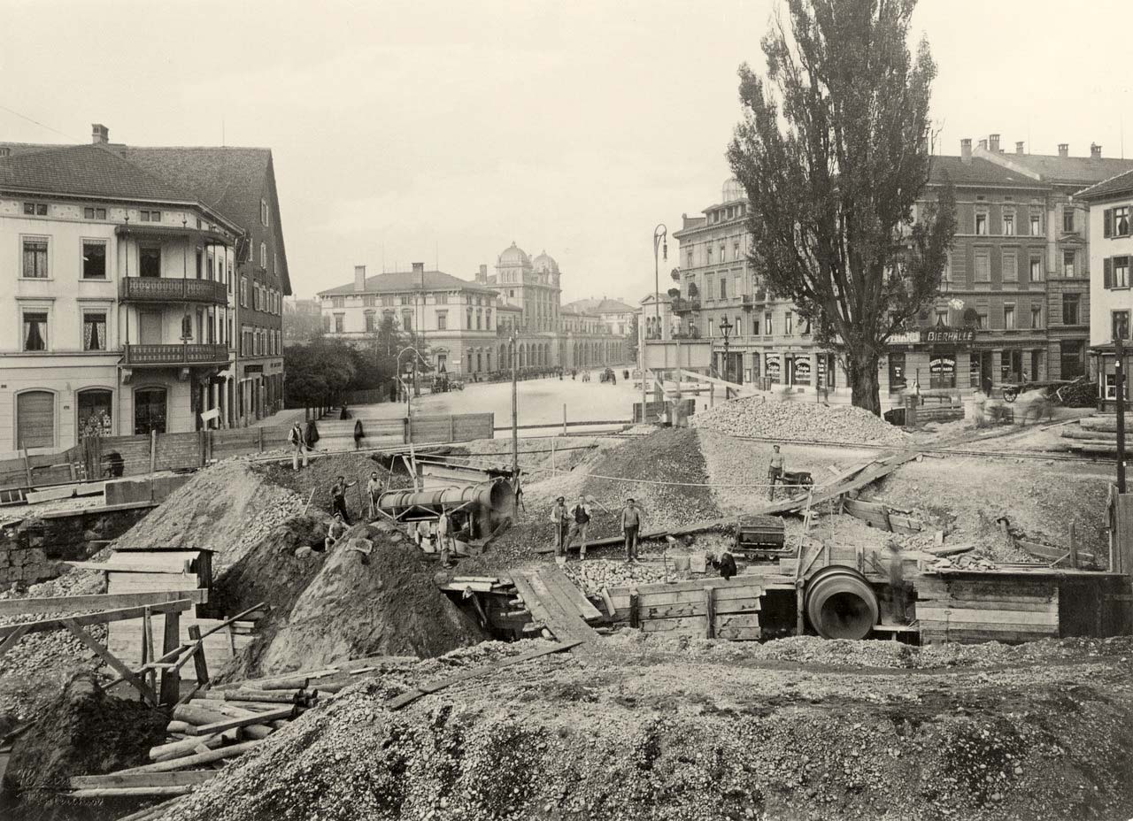 Winterthur. Eindolung der Eulach beim Wuhr, 1911