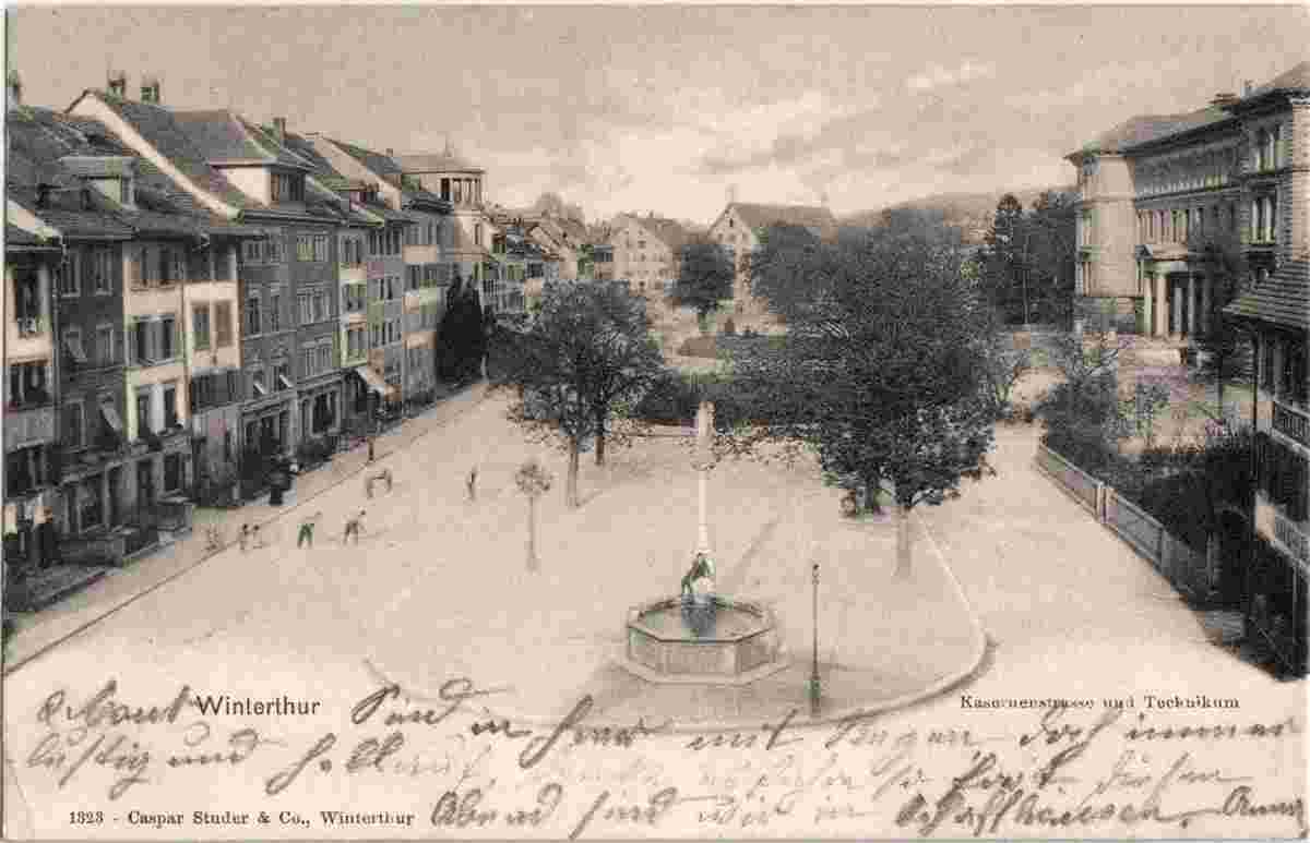 Winterthur. Kasernenstraße mit Technikum, 1901