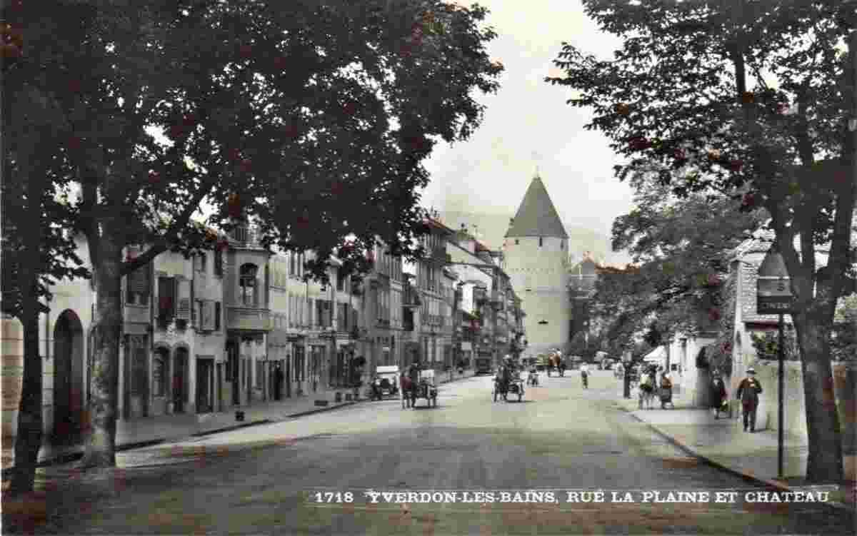 Yverdon-les-Bains. Rue de la Plaine et Château, 1947
