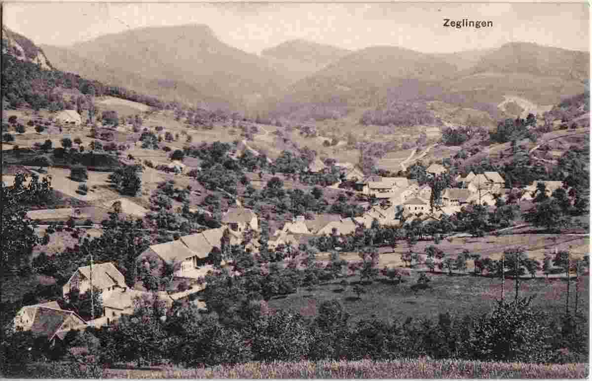 Zeglingen. Panorama von Dorf, 1916