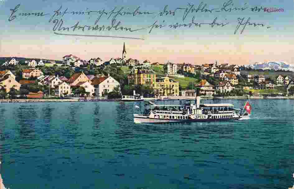 Zollikon. See und Dampfschiff 'Speer', 1914