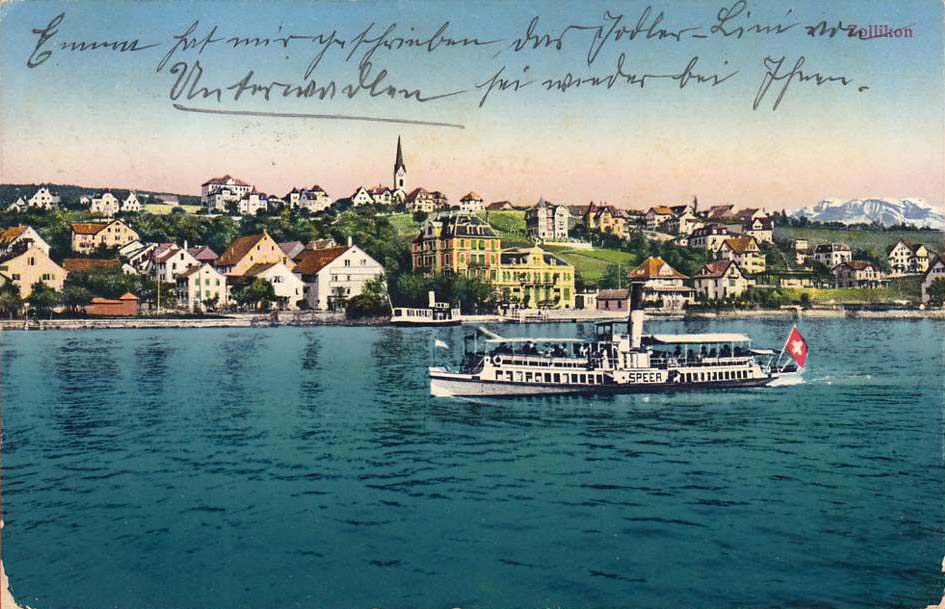 Zollikon. See und Dampfschiff 'Speer', 1914