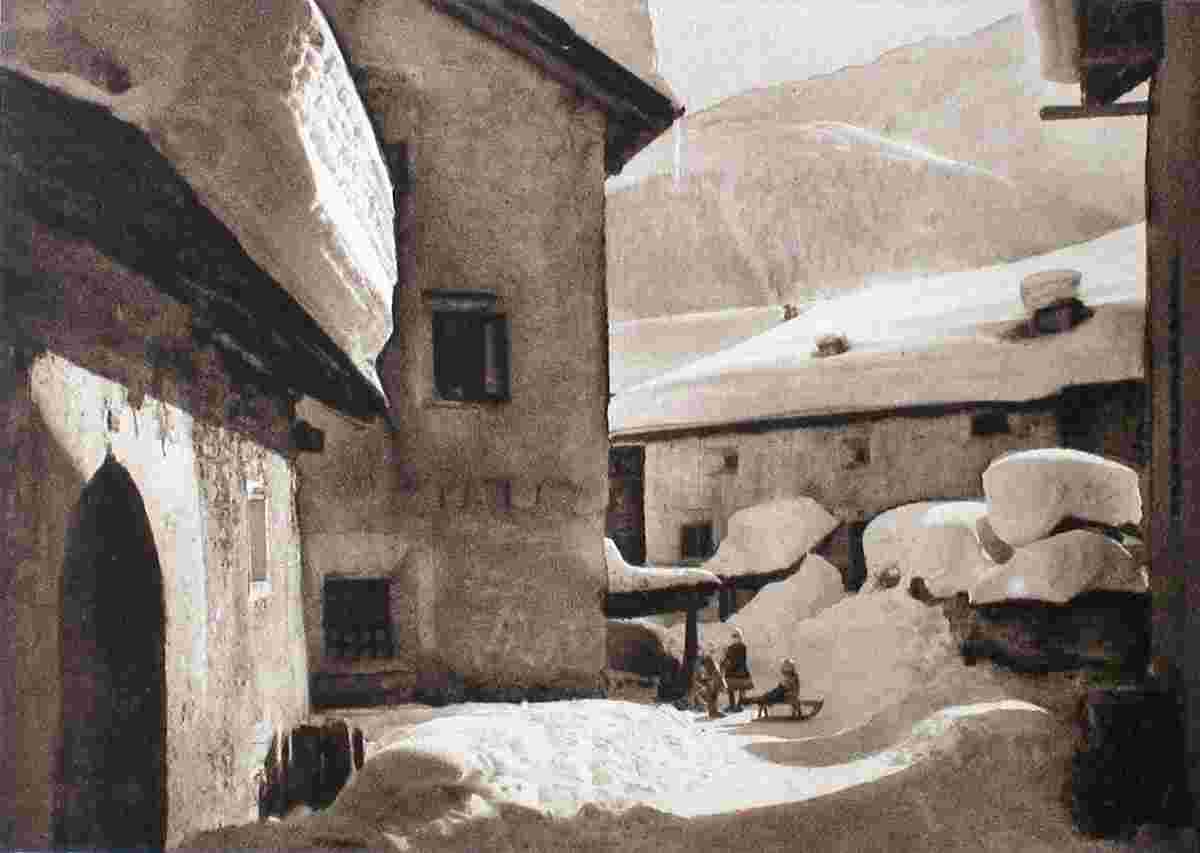 Zuoz. Dorf im Winter, 1919