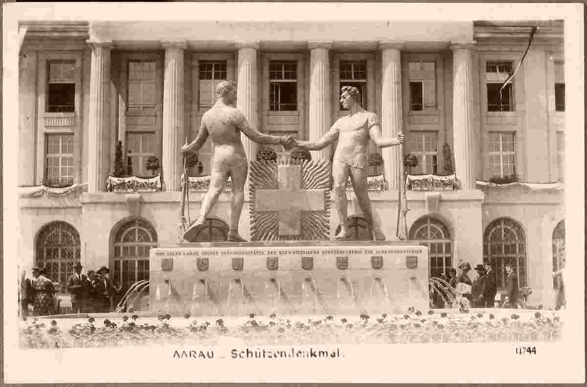 Aarau. Schützendenkmal und Hauptpost, 1928