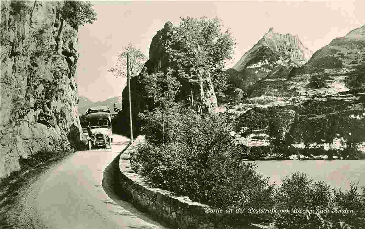 Poststraße nach Amden, um 1930