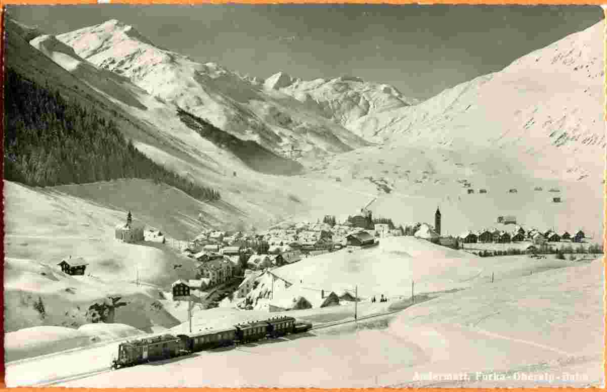 Andermatt. Furka - Oberland, Train, 1955