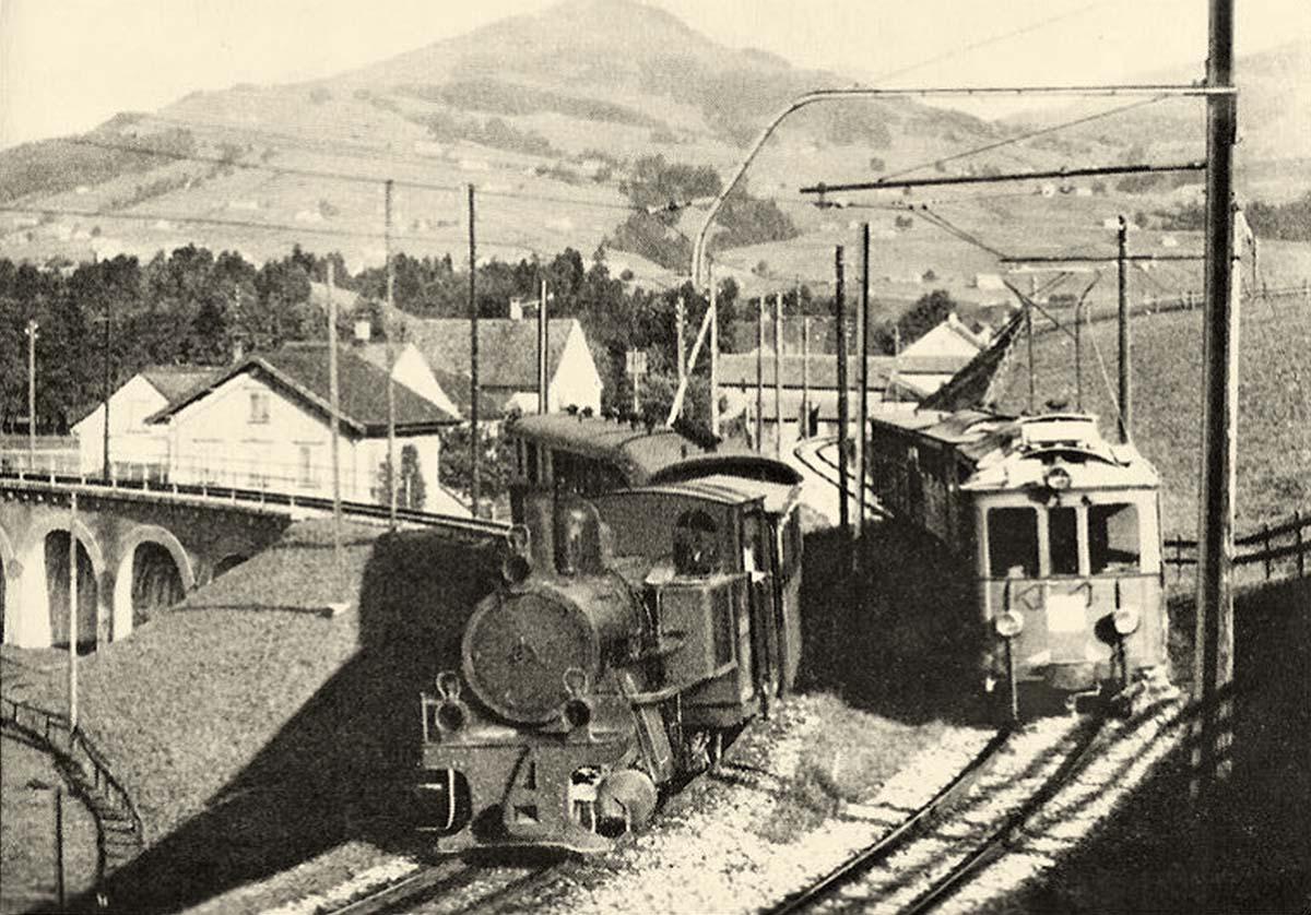 Appenzell. Züge der Appenzeller-Strassenbahn