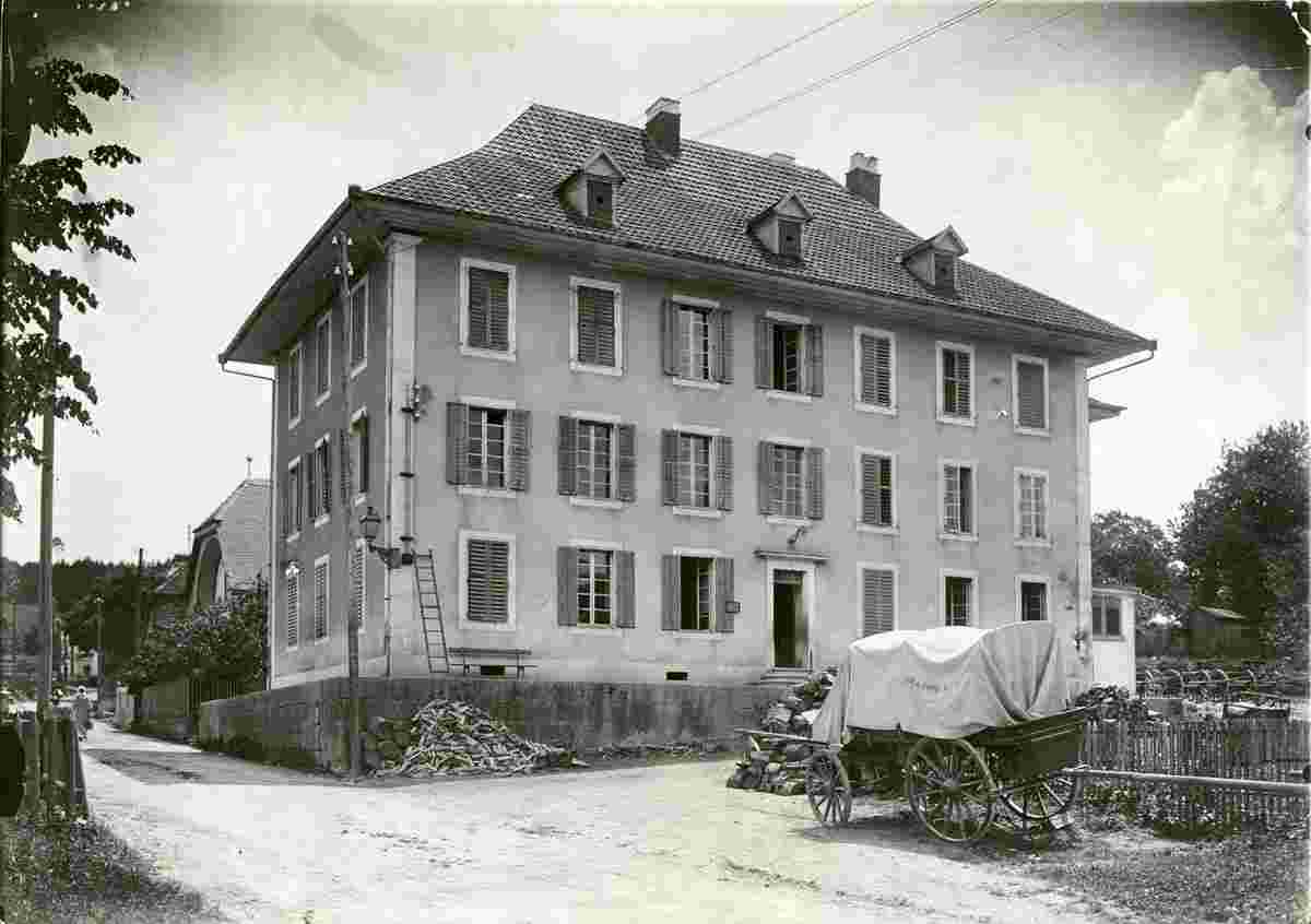 Arch. Panorama von Dorfstraße mit Gebäude, um 1910
