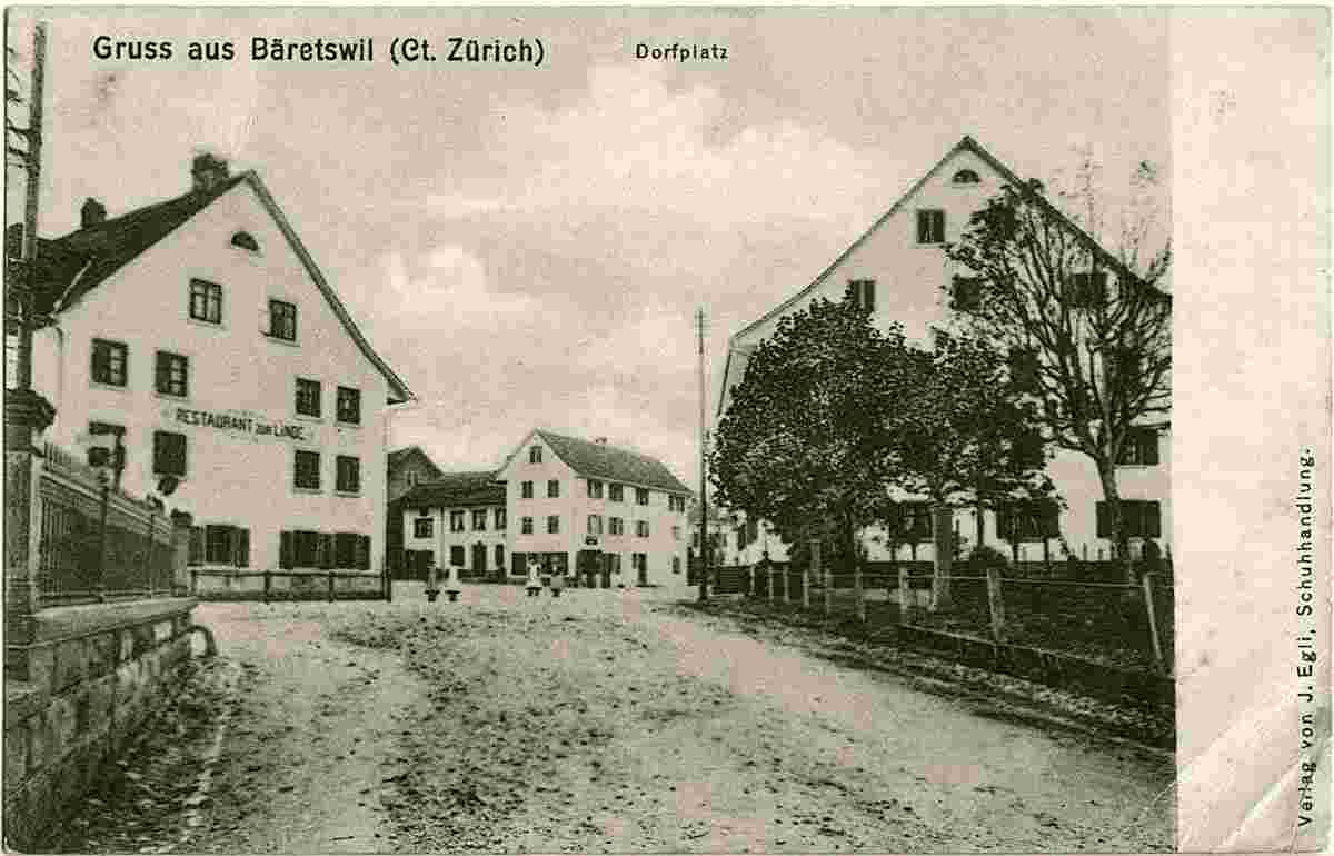 Bäretswil. Restaurant zur Linde am Dorfplatz, 1909