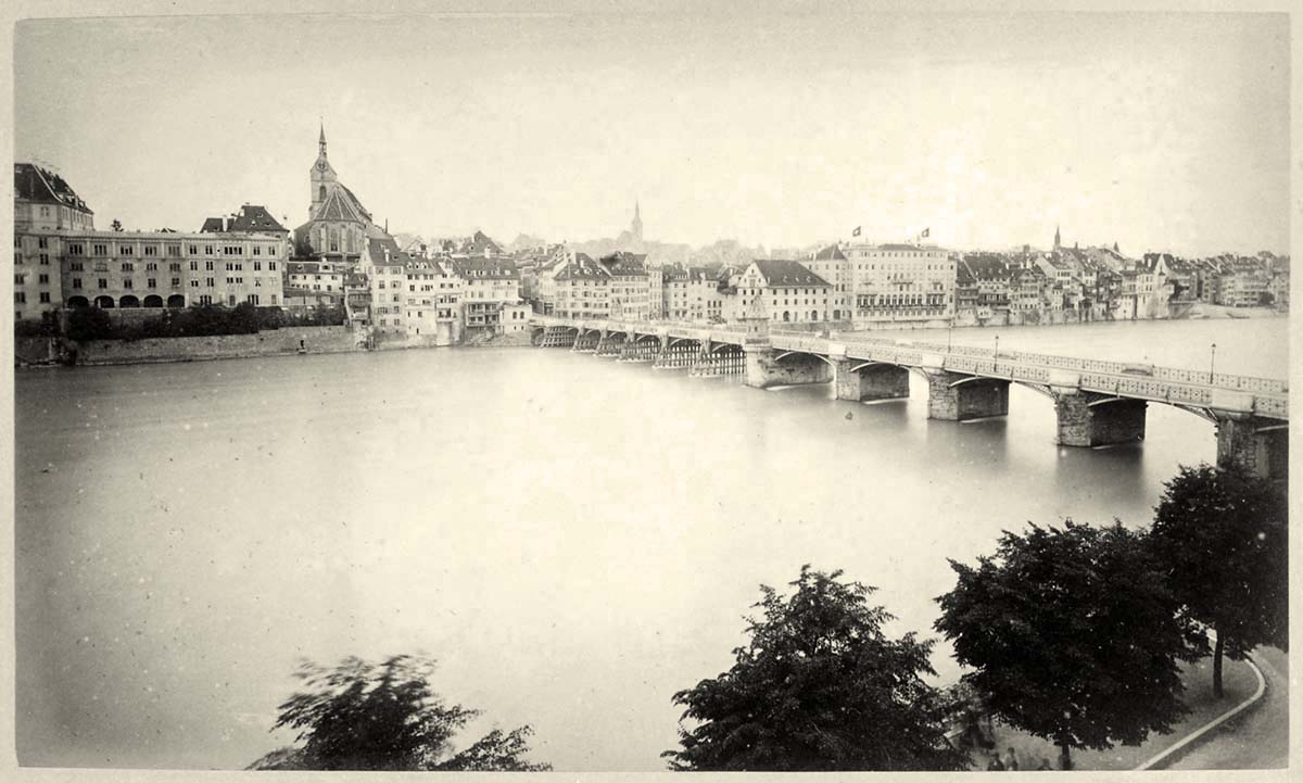 Basel. Die Rheinbrücke, um 1870