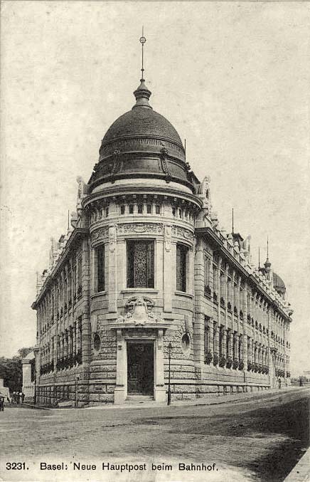 Basel. Neue Hauptpost beim Bahnhof, 1909