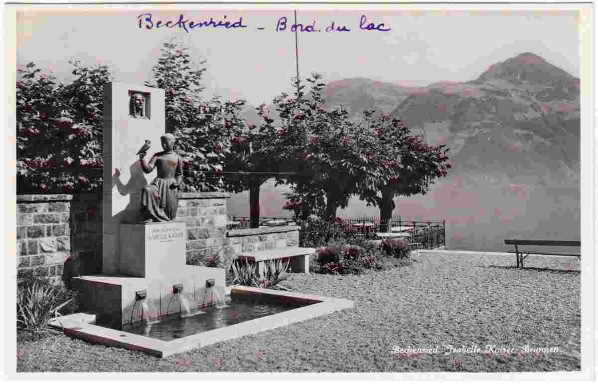 Beckenried. Denkmal der Dichterin Isabelle Kaiser - Brunnen