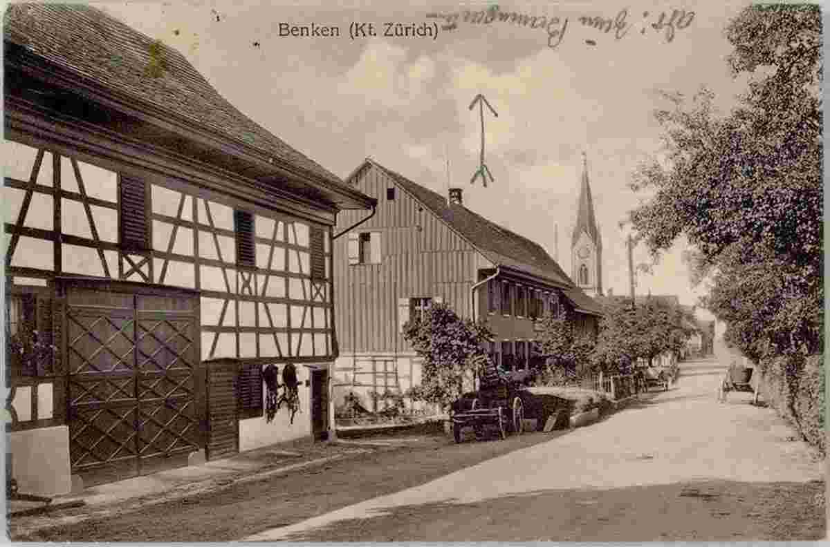 Benken. Panorama von Dorfstrasse, 1923